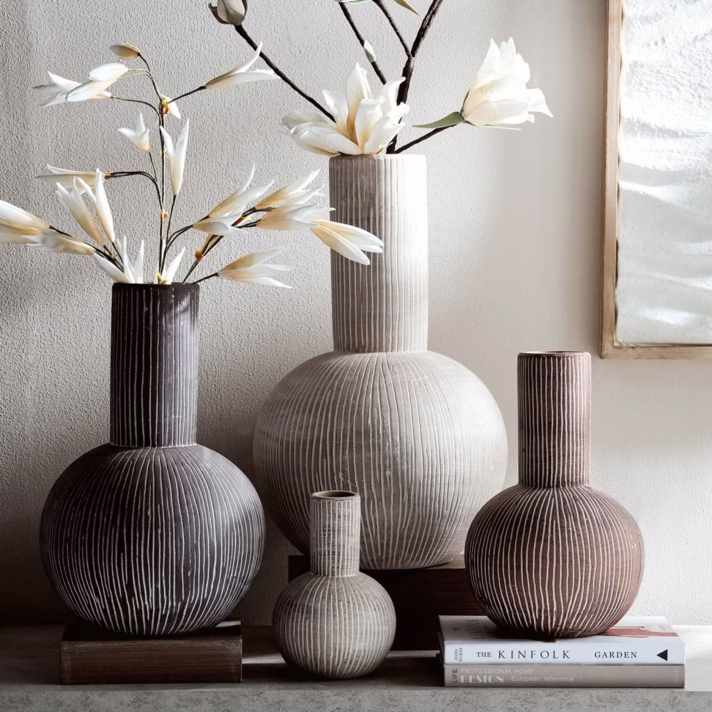 Selina Stoneware Vase With Tall Neck 26x26x40.3cm - Black